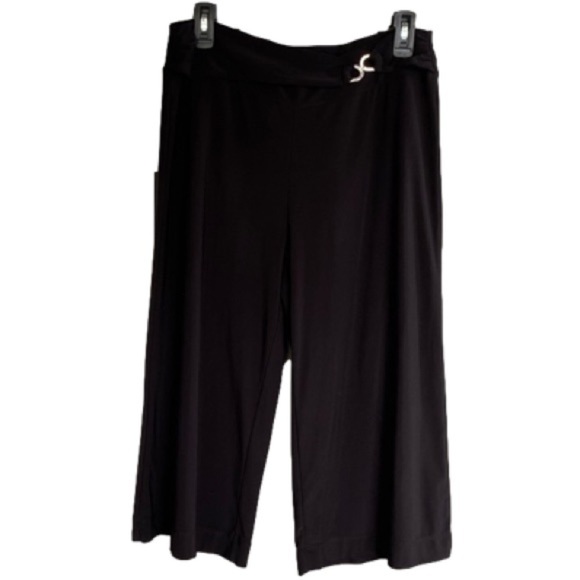 WHITE HOUSE BLACK MARKET Crop Pants Wide Leg Pull-On Capri Black Women Size M - Picture 1 of 13